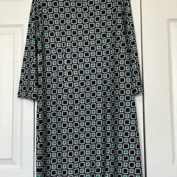 Talbots Geometric Print Sheath 3/4 Sleeve Petite Dress - Picture 3 of 6